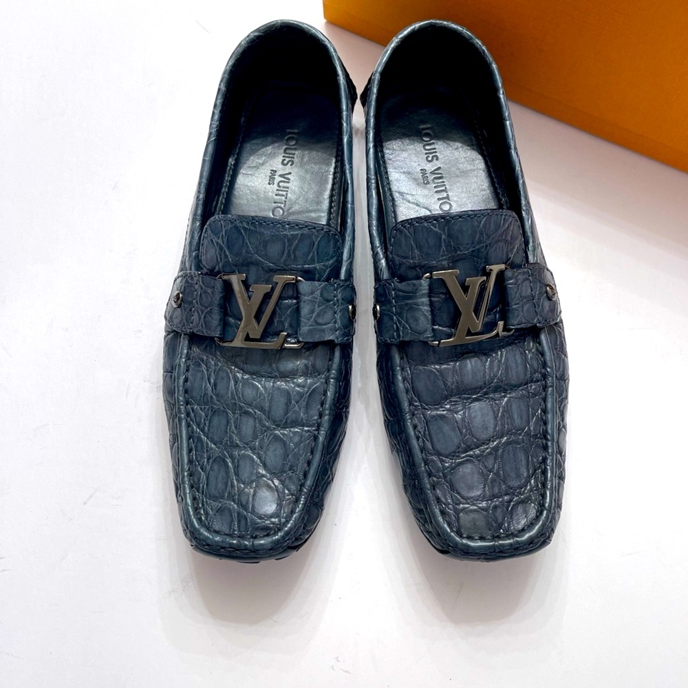 Louis Vuitton Blue Crocodile leather skin Loafers